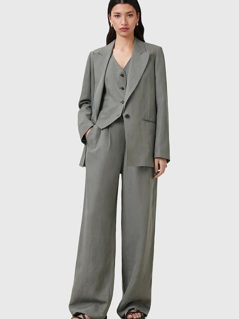 AllSaints spodnie AVERIE damskie kolor szary szerokie medium waist W045QC