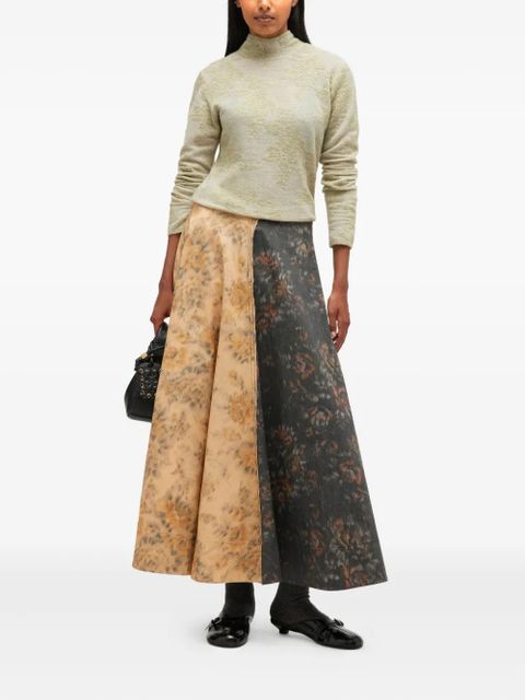 GANNI floral-print maxi skirt - Yellow