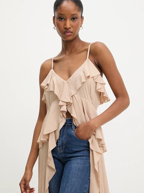 Answear.LAB top damska kolor beżowy gładka