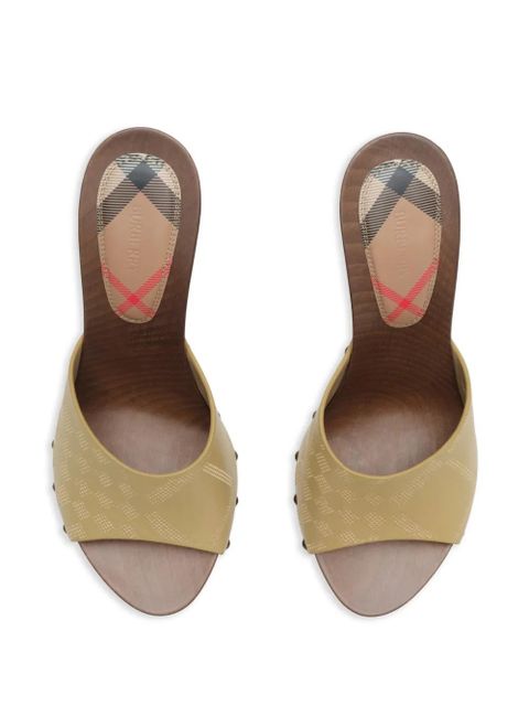 Burberry check stud leather potter mules - Neutrals