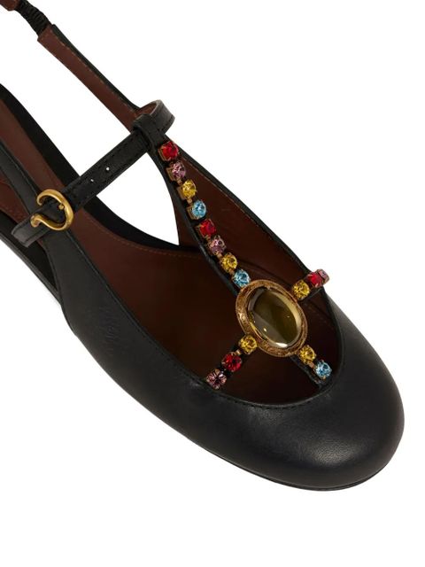 ETRO rhinestones slingback leather sandals - Black