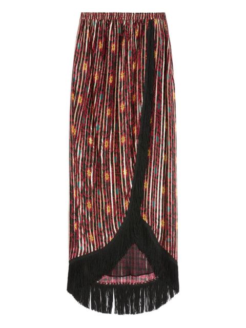 Valentino Garavani fringed floral-print maxi skirt - Red - zdjęcie produktu nr 1