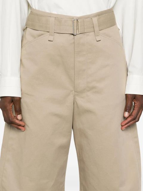 LEMAIRE belted tapered trousers - Neutrals