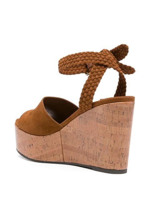 Jimmy Choo suede wedge-heel sandals - Brown