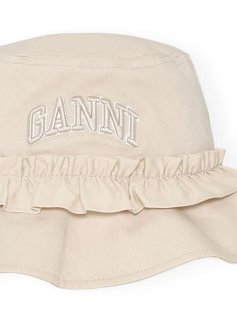 GANNI logo-embroidered bucket hat - White - zdjęcie produktu nr 2