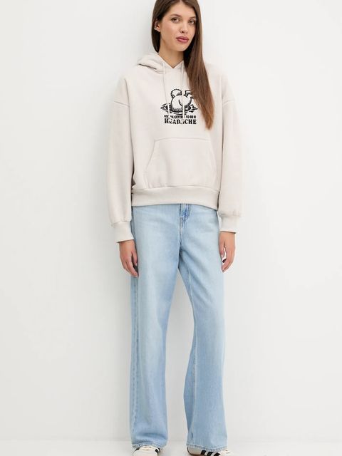 Vans bluza damska kolor beżowy z kapturem z nadrukiem VN000Q37EN91 - zdjęcie produktu nr 2