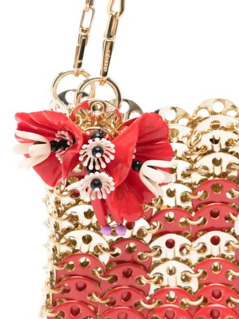 Rabanne nano 1969 floral-appliqué chain shoulder bag - Red