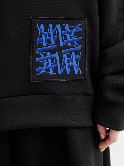 MMC STUDIO bluza damska kolor czarny z kapturem z aplikacją VERITE.HOODIE