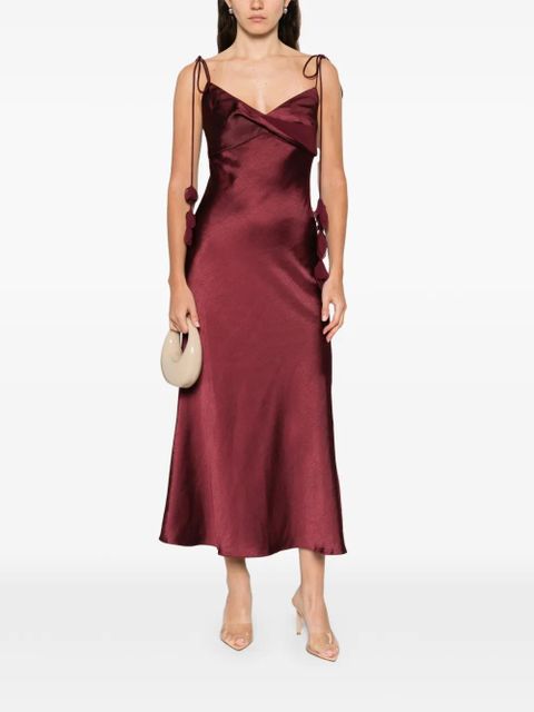Self-Portrait tie-strap midi dress - Red - zdjęcie produktu nr 2