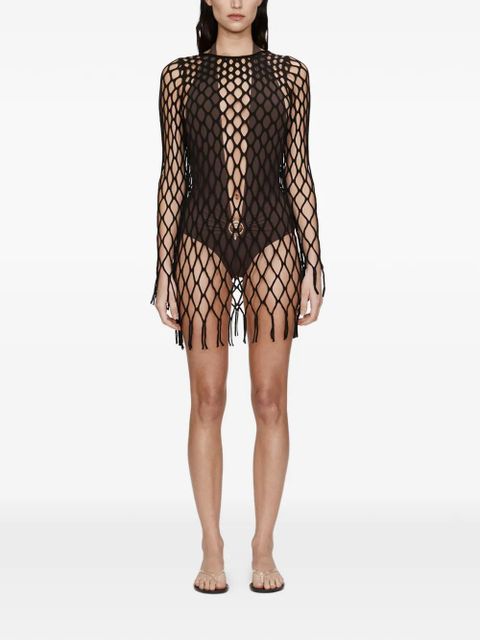 Christopher Esber knitted mesh mini dress - Brown - zdjęcie produktu nr 1