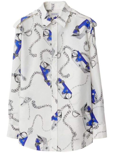 Burberry Knight Hardware-print silk shirt - White - zdjęcie produktu nr 1
