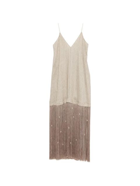 Alysi striped fringed maxi dress - Neutrals - zdjęcie produktu nr 1