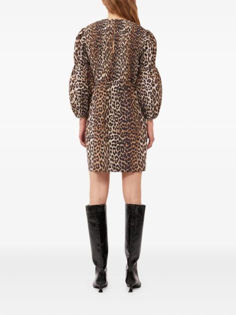 GANNI leopard-print smock mini dress - Brown - zdjęcie produktu nr 2