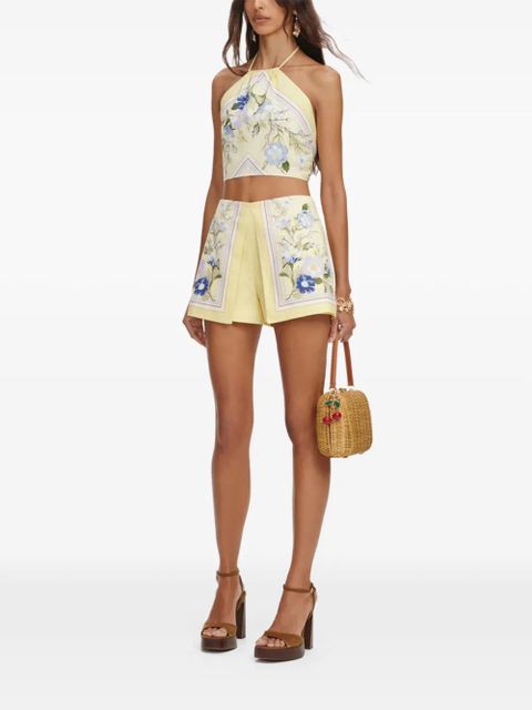 Self-Portrait floral shorts - Yellow