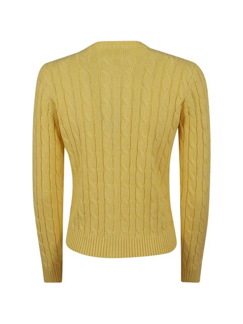 Lauren Ralph Lauren cable-knit embroidered-logo cardigan - Yellow - zdjęcie produktu nr 2