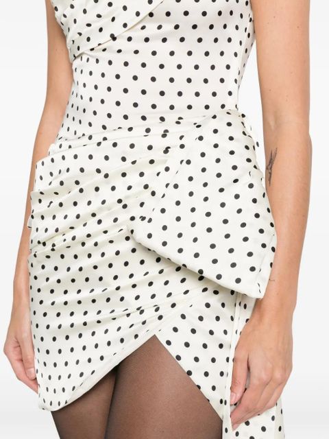 Self-Portrait polka-dot draped mini dress - Neutrals
