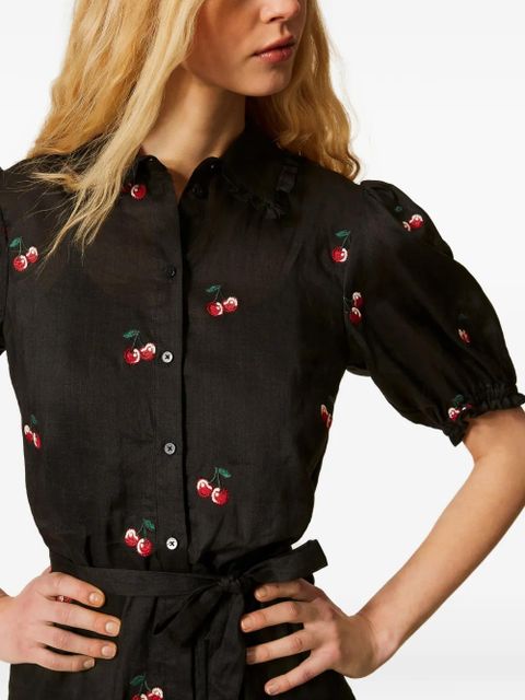 TWINSET embroidered ruffled dress - Black
