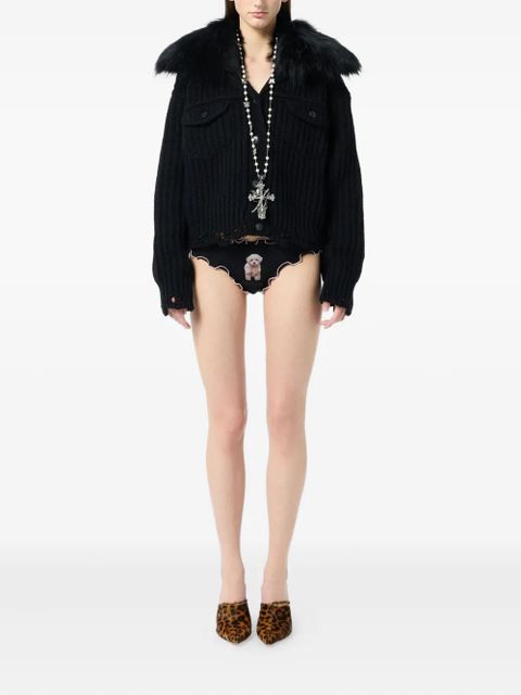 Blumarine ruffled puppy-print briefs - Black