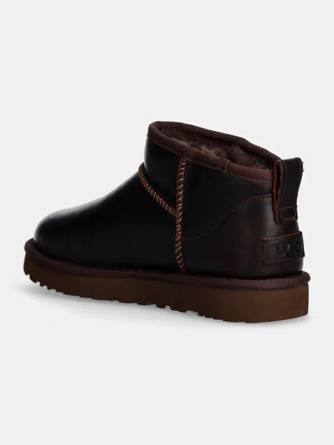 UGG śniegowce skórzane Classic Ultra Mini Lthr Regen kolor brązowy 1163490-IWD