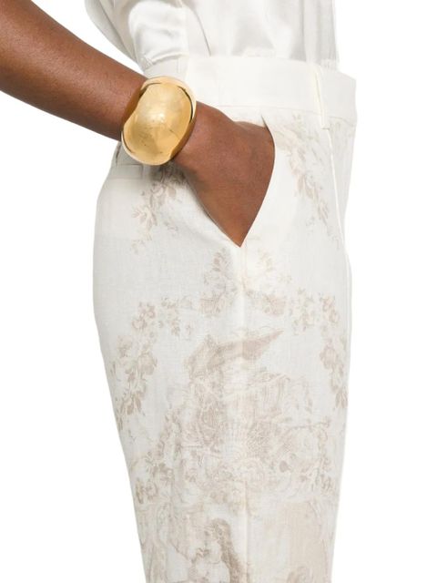 ZIMMERMANN cropped floral-print flared trousers - Neutrals