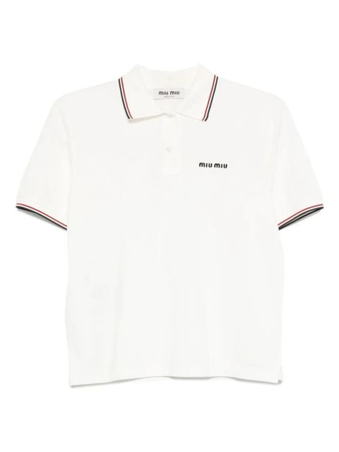 Miu Miu logo-embroidered polo shirt - White - zdjęcie produktu nr 1