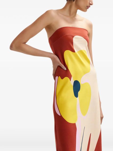 Essentiel Antwerp Jannick floral-print strapless maxi dress - Brown