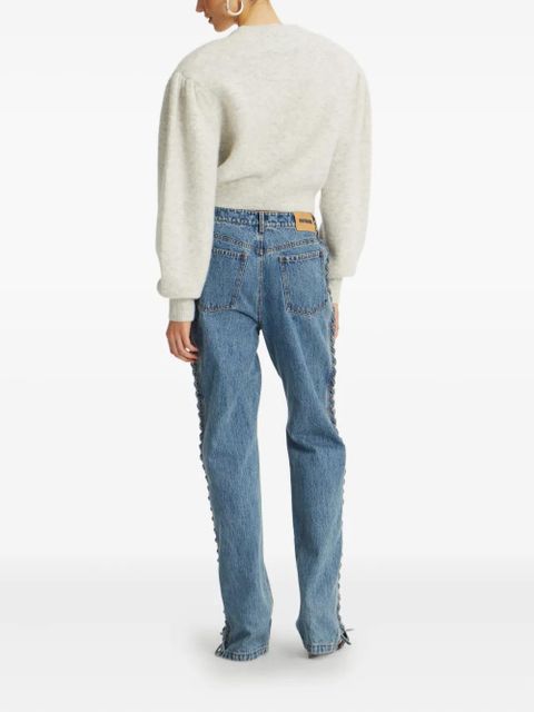 ROTATE BIRGER CHRISTENSEN puff-sleeve rose-embellished cardigan - Grey - zdjęcie produktu nr 2