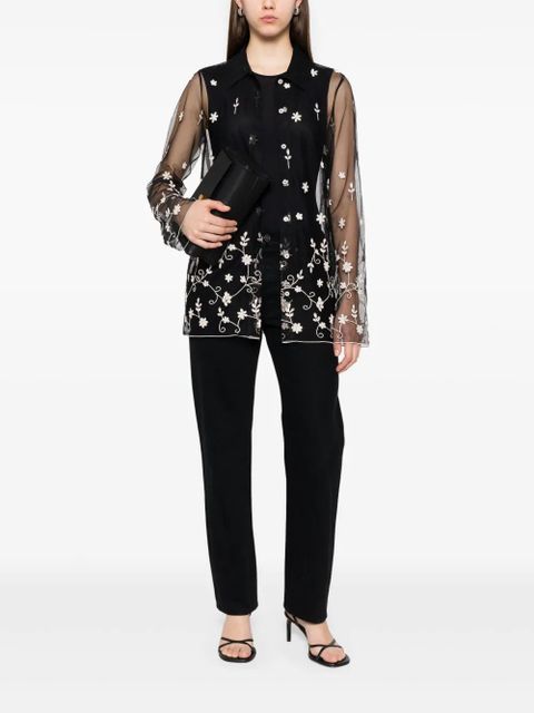 TOTEME floral-embroidered shirt - Black - zdjęcie produktu nr 2