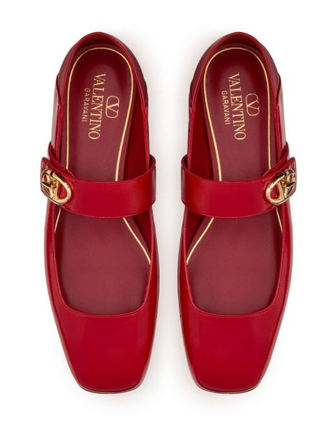 Valentino Garavani VLogo Locker Mary-Jane ballerina shoes - Red