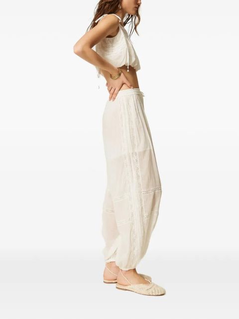 TWINSET lace-insert muslin trousers - White