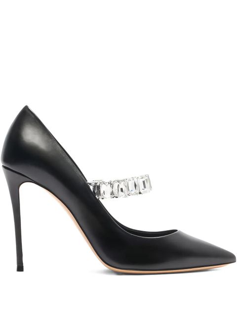 Casadei 100mm Julia Minorca crystal-embellished pointed-toe pumps - Black - zdjęcie produktu nr 1