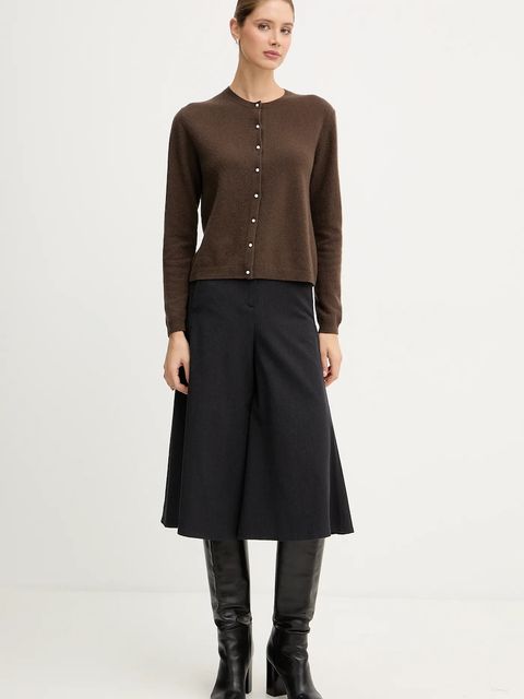 United Colors of Benetton spodnie z domieszką wełny damskie kolor szary szerokie high waist 4YVXDF0A9