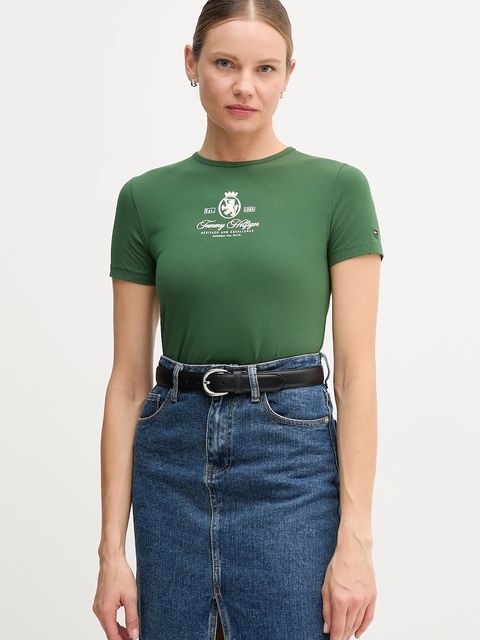 Tommy Hilfiger t-shirt damski kolor zielony WW0WW47316