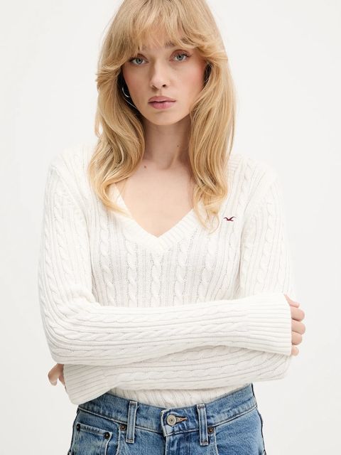 Hollister Co. sweter damski kolor beżowy lekki KI350-5132