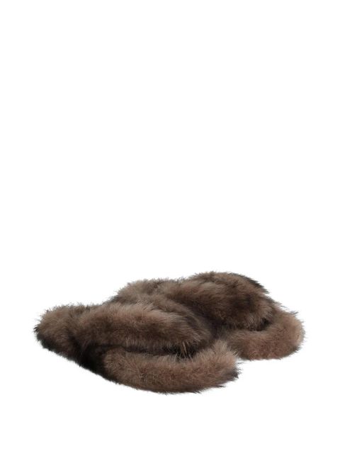 Dolce & Gabbana shearling flip-flops - Brown - zdjęcie produktu nr 2