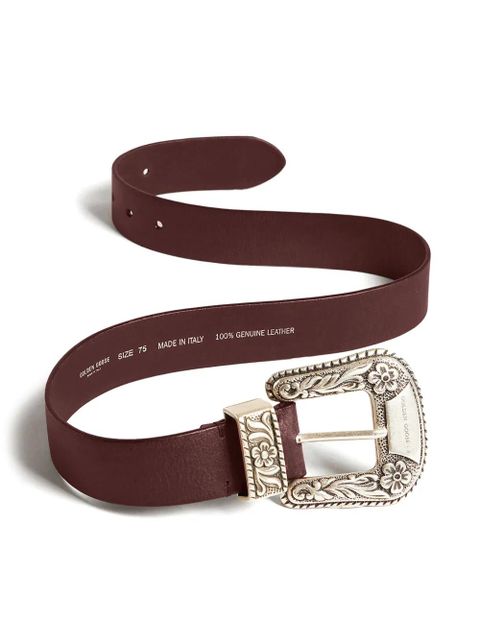 Golden Goose engraved logo leather belt - Red