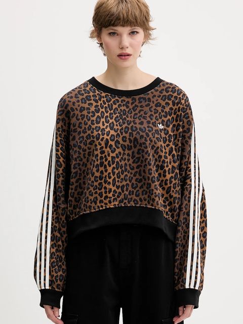 adidas Originals bluza bawełniana Leopard damska kolor brązowy wzorzysta JW7303 - zdjęcie produktu nr 1