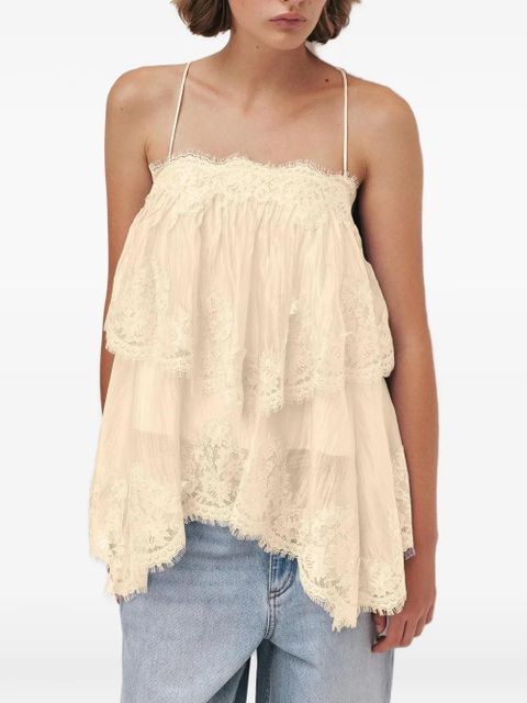 Aje Ophelia lace-trimmed tiered mini dress - Yellow