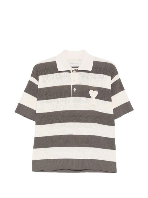 AMI Paris striped heart polo shirt - Grey - zdjęcie produktu nr 1
