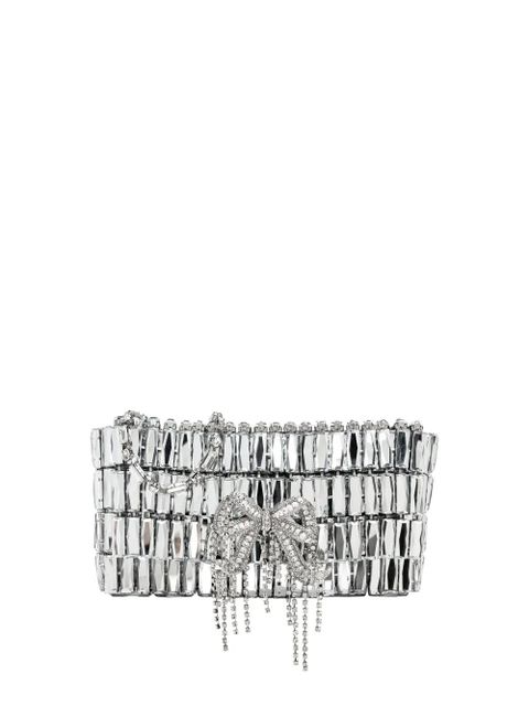 Self-Portrait mini bow-embellishment clutch bag - Silver - zdjęcie produktu nr 1