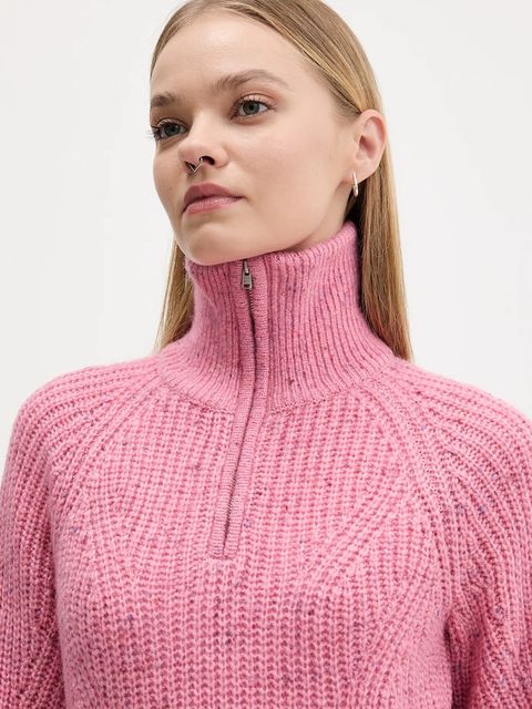 Tommy Jeans sweter z dodatkiem wełny damski kolor różowy ciepły z golfem DW0DW21686