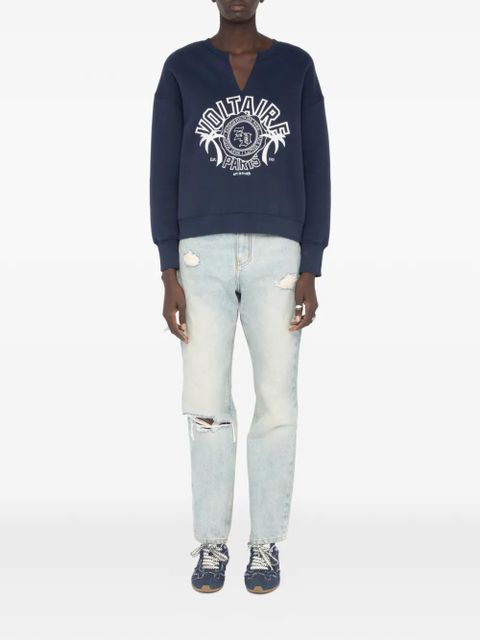 Zadig&Voltaire graphic-embroidery T-neck sweatshirt - Blue - zdjęcie produktu nr 2