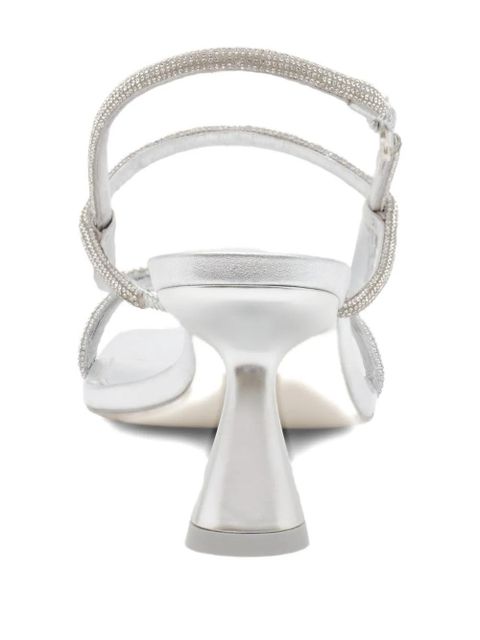 Cult Gaia Reina square-toe embellished heeled sandals - Silver