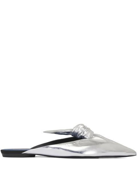 Lanvin knotted pointed-toe mules - White