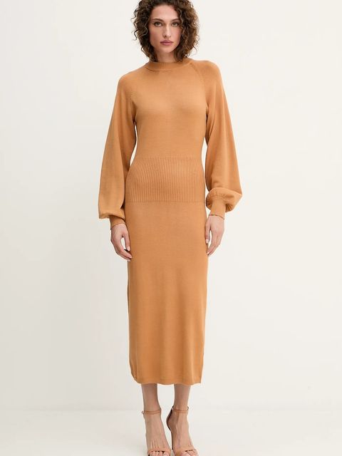 Silvian Heach sukienka AMARAT kolor brązowy maxi prosta GPA25257VE - zdjęcie produktu nr 1