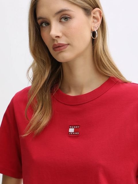 Tommy Jeans t-shirt bawełniany damski kolor bordowy DW0DW22202 - zdjęcie produktu nr 2