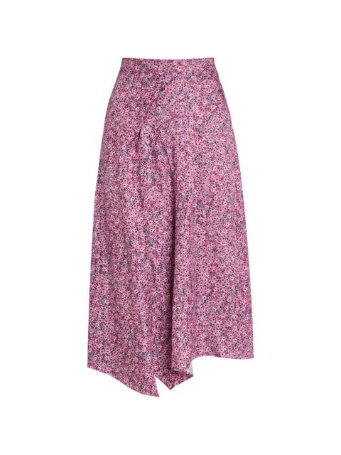 ISABEL MARANT Cacia floral-print asymmetric midi skirt - Pink - zdjęcie produktu nr 1