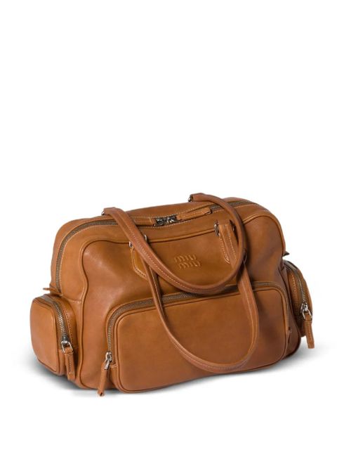 Miu Miu pocket leather tote bag - Brown