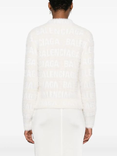 Balenciaga logo-knit fuzzy jumper - White - zdjęcie produktu nr 2