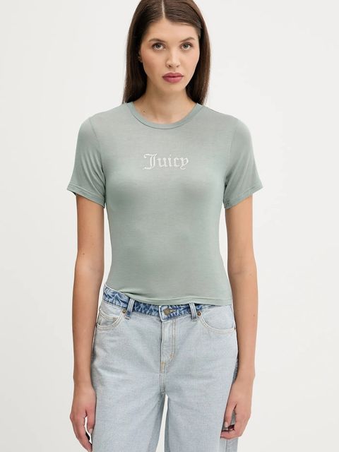 Juicy Couture t-shirt SHEER FITTED TEE damski kolor zielony JCWCT225301 - zdjęcie produktu nr 1